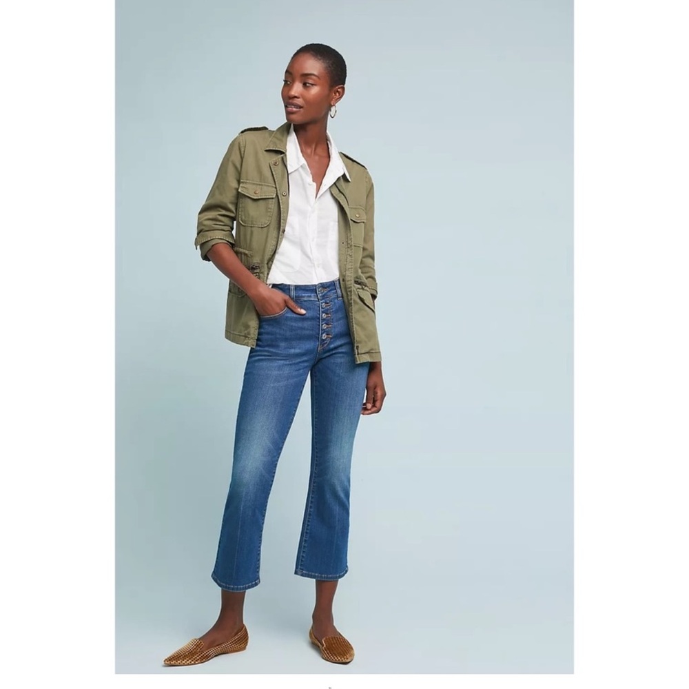 ANTHROPOLOGIE PILCRO HIGH RISE FLARE CROPPED BOOTCUT DENIM JEANS